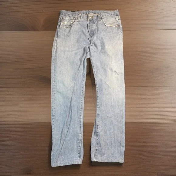 Levi Strauss 501 Button Fly Jeans Mens 90s VTG USA Straight Leg W34 L30 Hemmed - Picture 1 of 8